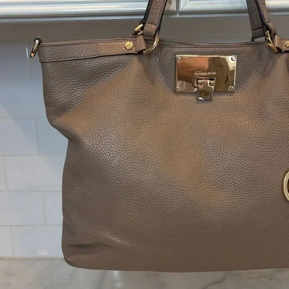 Michael Kors Bag Purse Handbag Leather Channing Large Pebbled Satchel Tote Bag - Picture 3 of 16